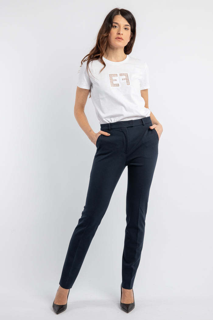 Max Mara Plain Knitted Cigarette Pipe Trousers In Black