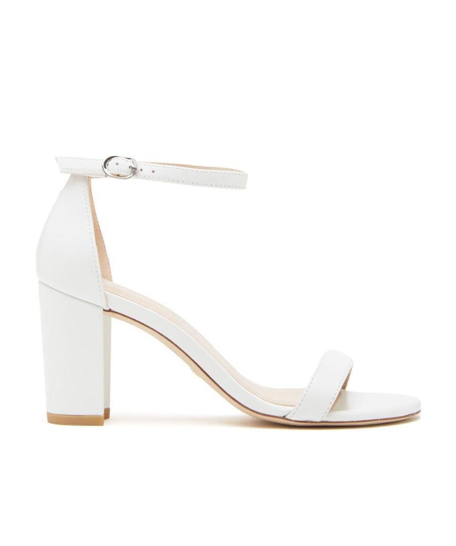 Stuart Weitzman Nearlynude 80mm Block-heel Sandals In White