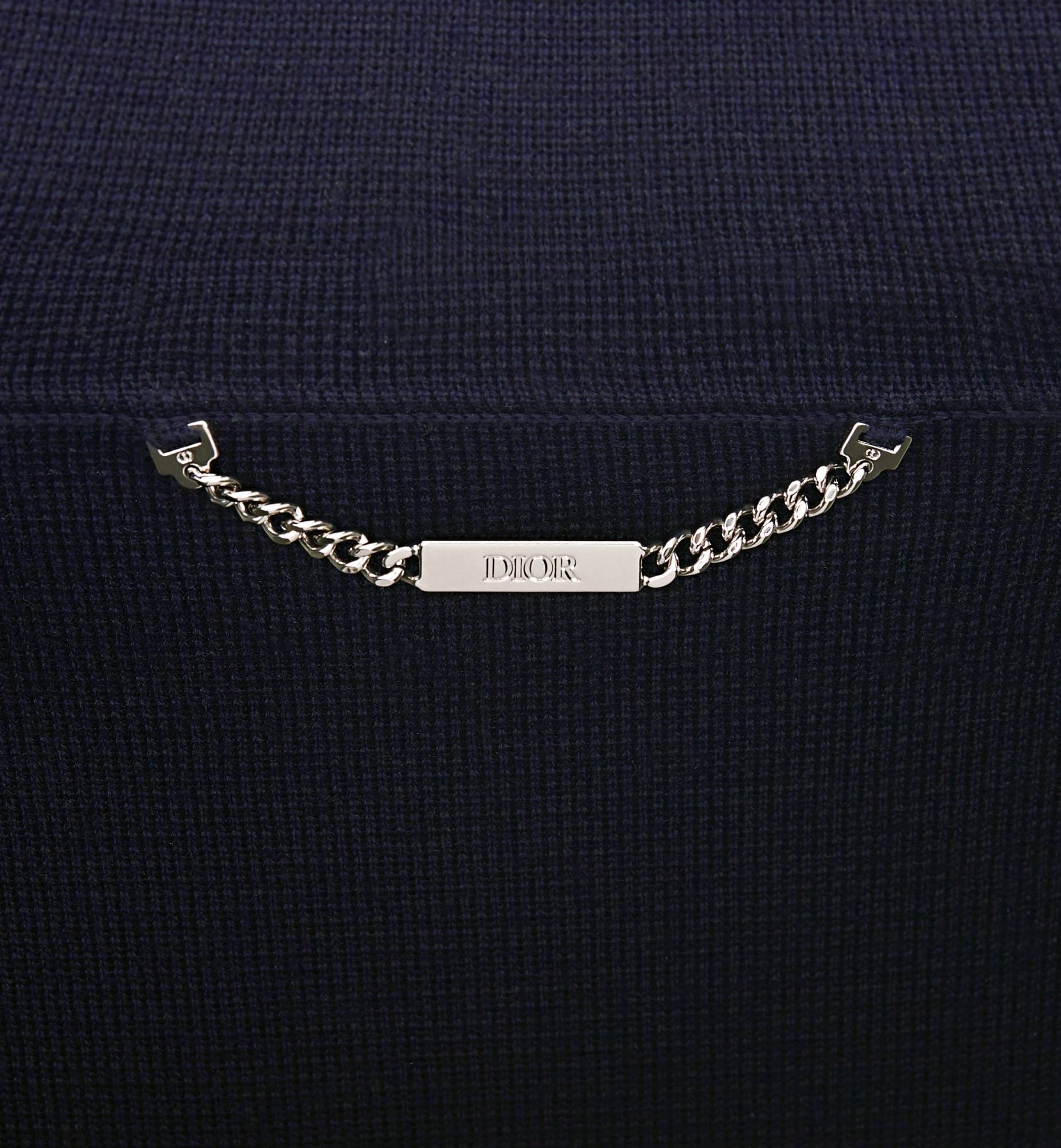 Dior Icons Zipper Hooded Wool Sweater In Blue