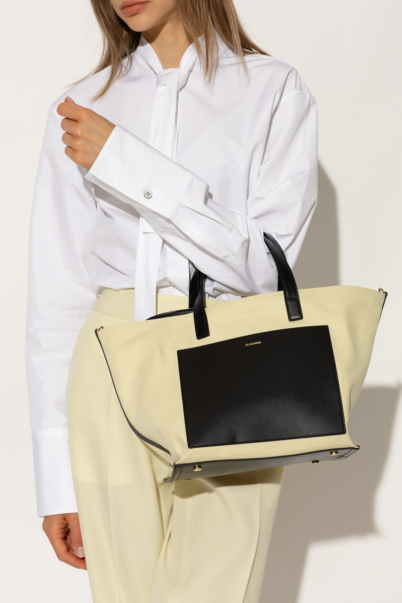 Jil Sander Small Wander Canvas Tote Bag In Black