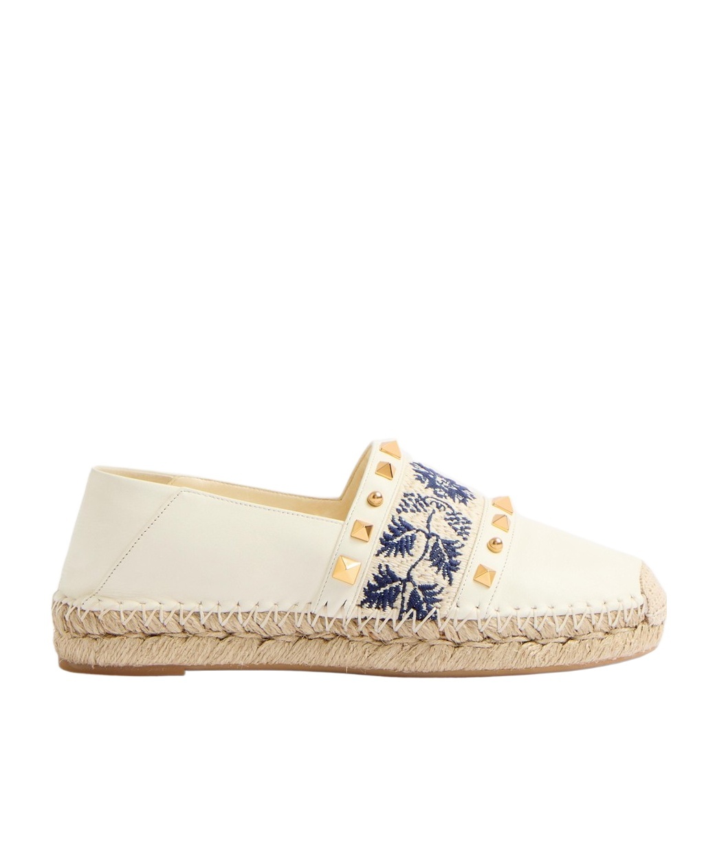 Valentino Country Leather Espadrilles In Nude