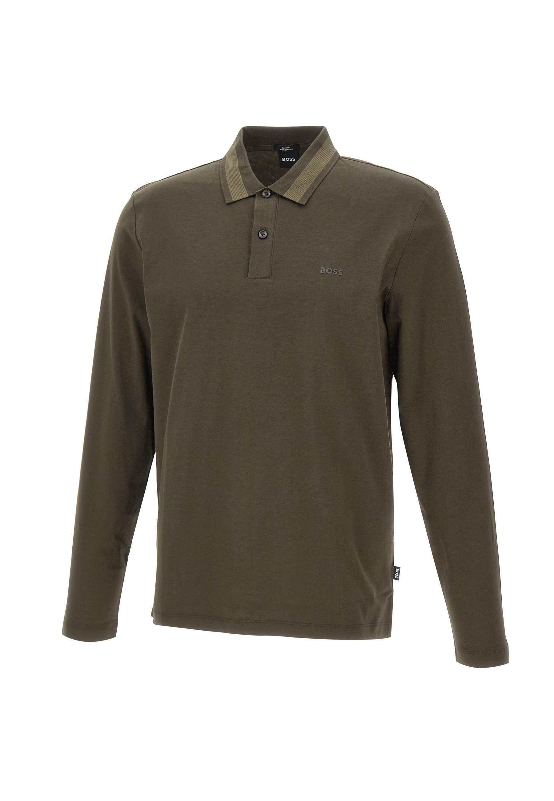Hugo Boss Long-sleeve Polo Shirt In Brown