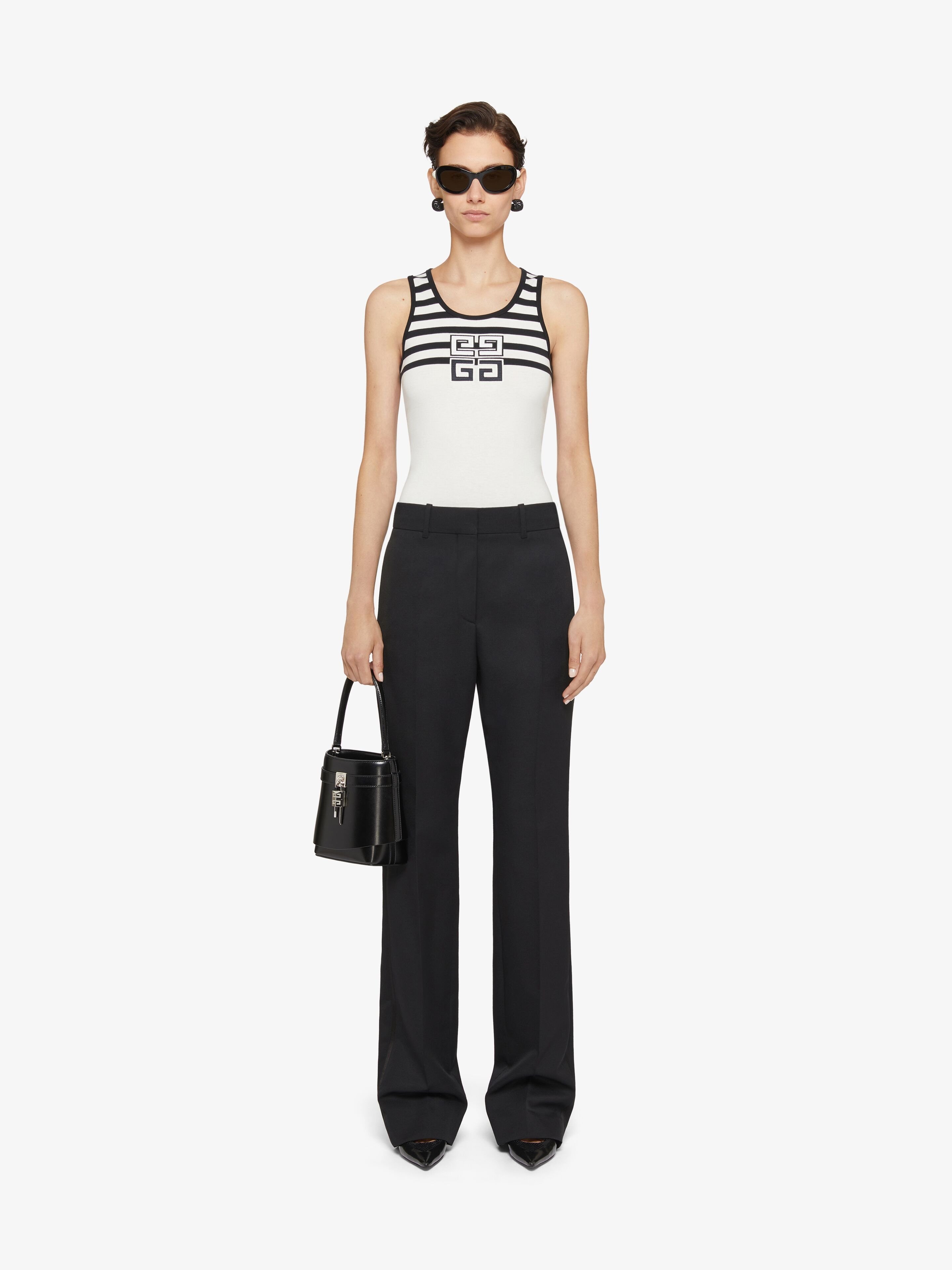 Givenchy 4g Slim Fit Tank Top In Cotton With Stripes In White