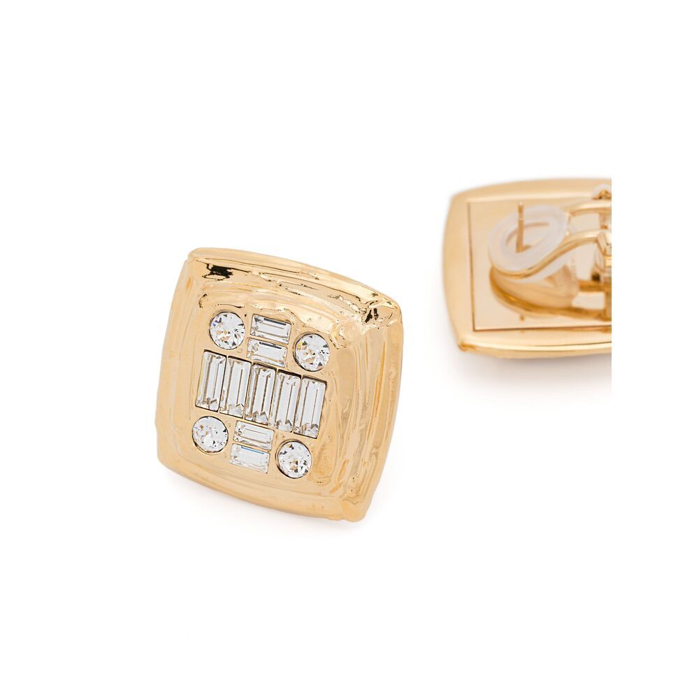 Shop Amina Muaddi Square Earrings In Yellow