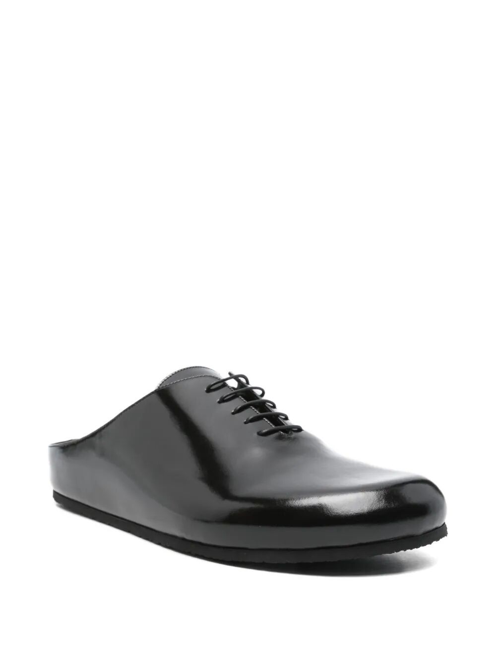 Jacquemus Round Toe Open Back Flat Sole Slippers In Black