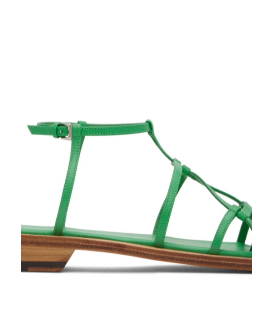 Low Classic Open-toe Heeled Sandals In Green