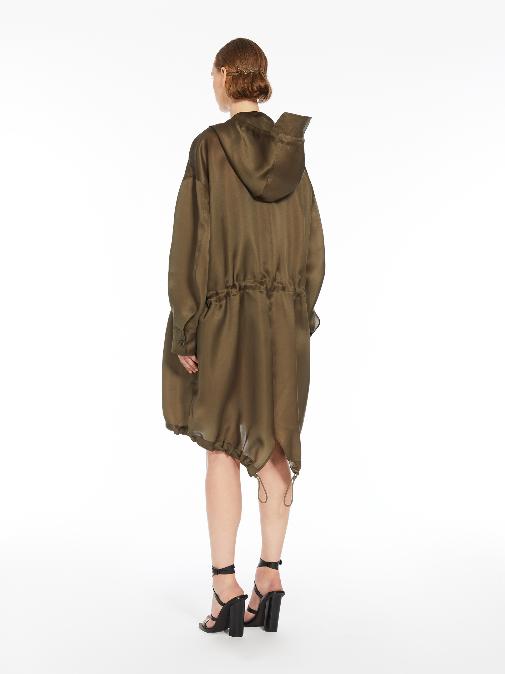 Max Mara Rope And Hooded Parker Coat In Green