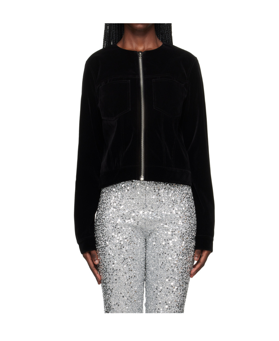 We11 Done Black Collarless Jacket In Black