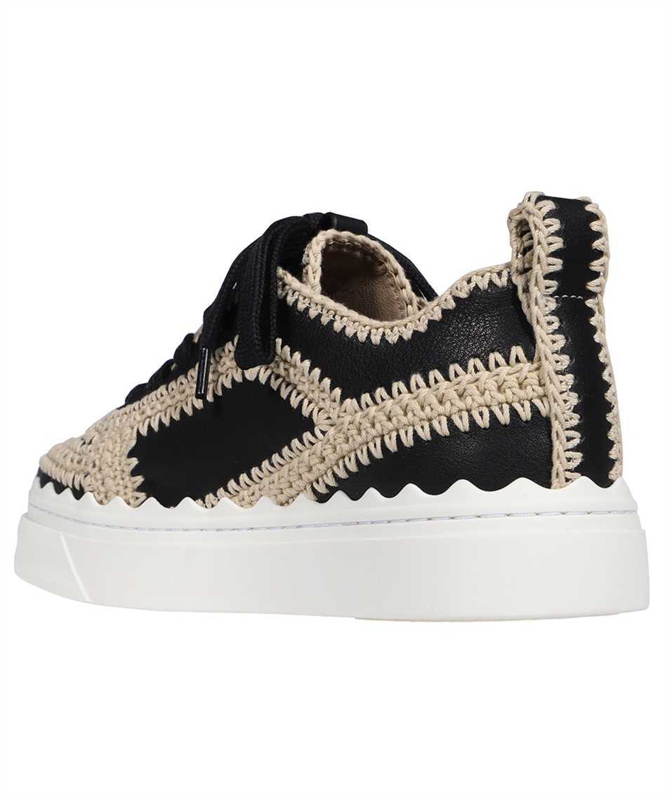 CHLOÉ CROCHET-TRIM LOW-TOP LEATHER SNEAKERS