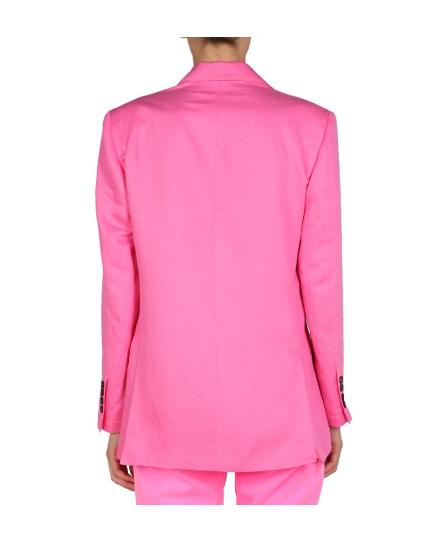 Msgm Notched-collar Single-breasted Blazer In Pink