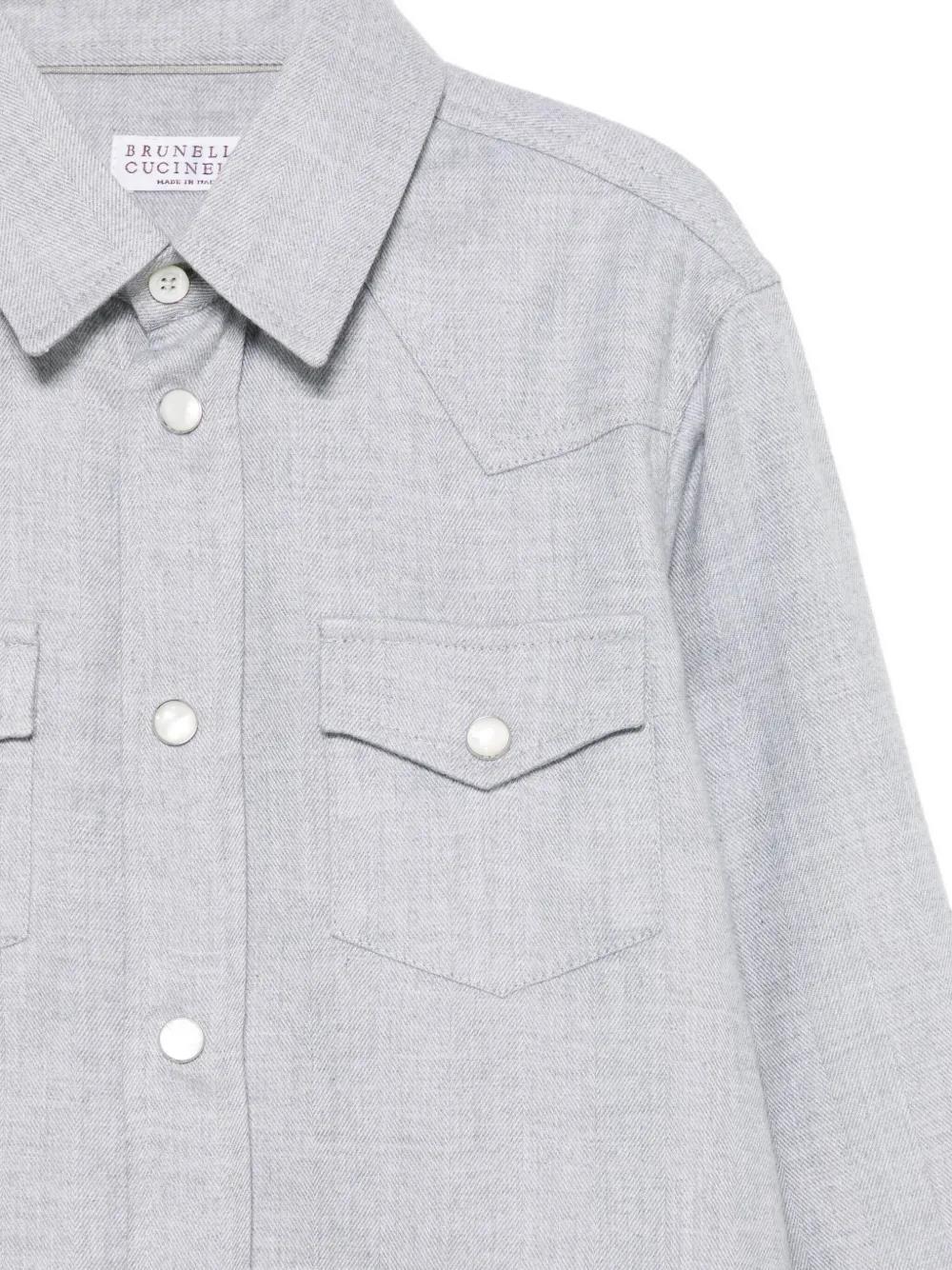 Brunello Cucinelli Double-pocket Long-sleeve Shirt In Blue