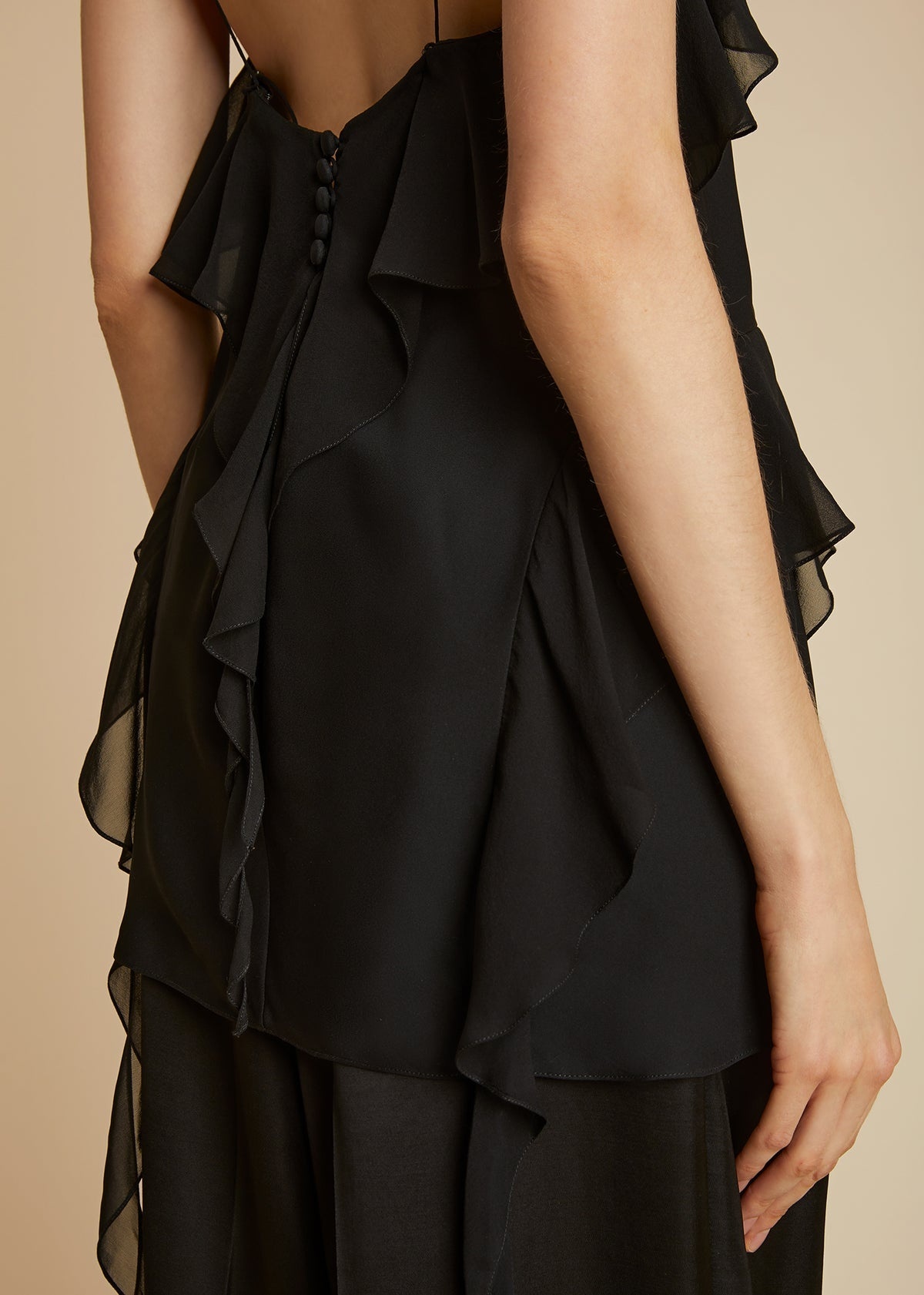 Shop Khaite The Piet Ruffled Silk Top In Black