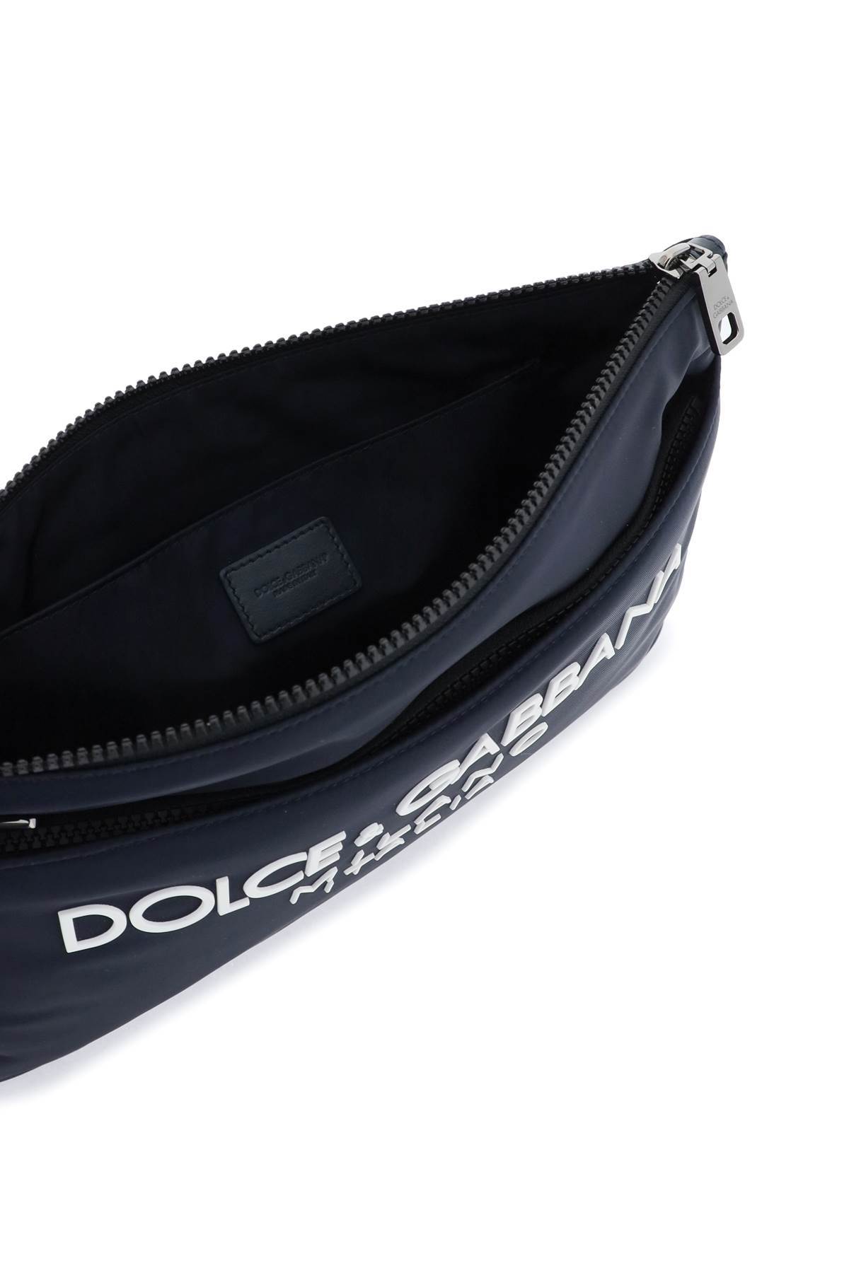 Dolce & Gabbana Nylon Pouch With Rubberized Logo Men In Black