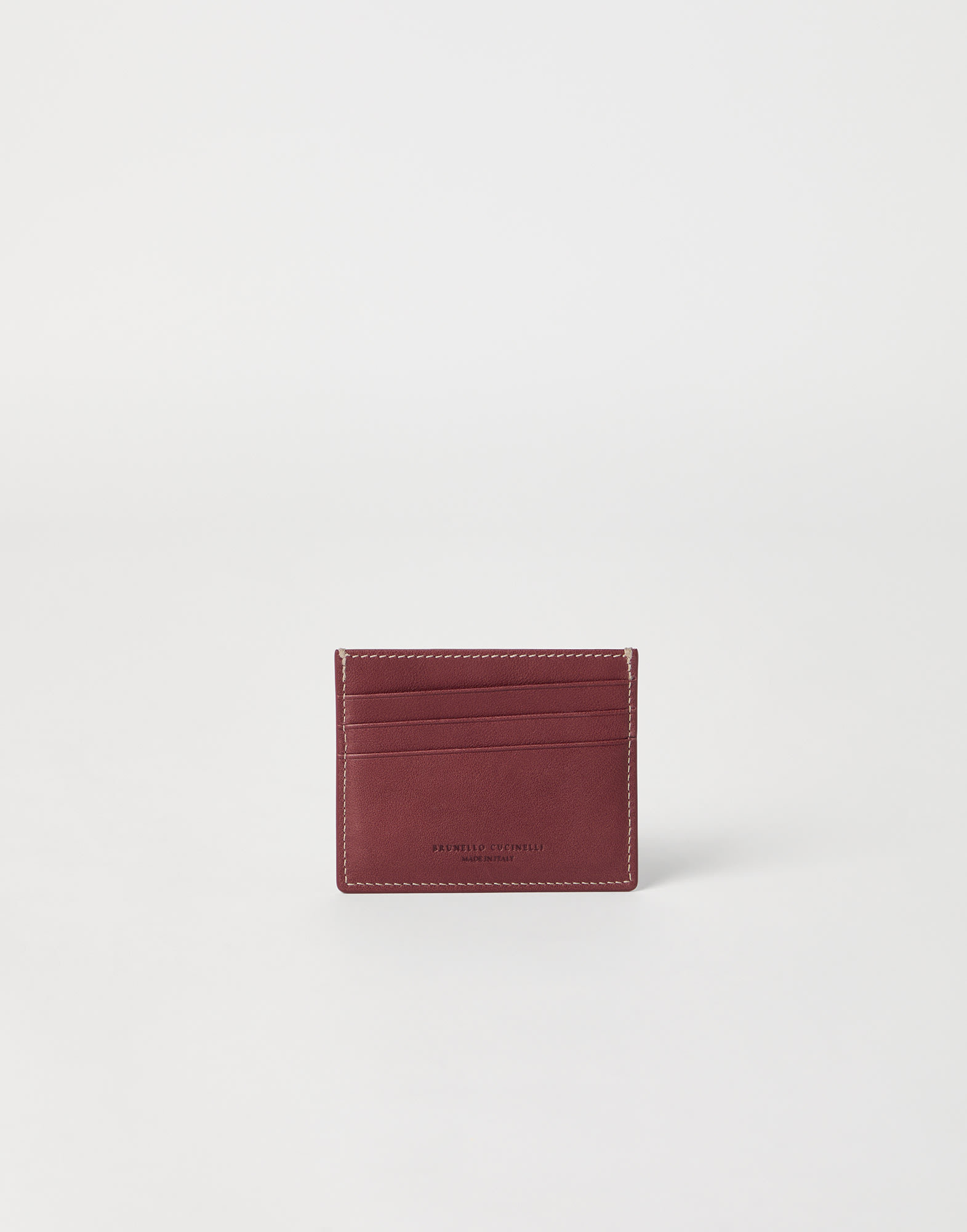 Brunello Cucinelli Debossed-logo Cardholder In Burgundy