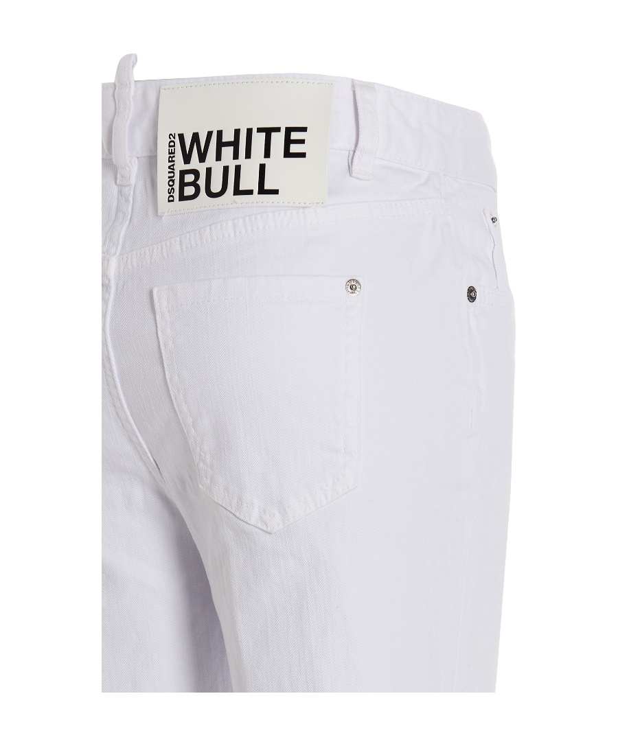 Dsquared2 White Bull Cropped Jeans In White