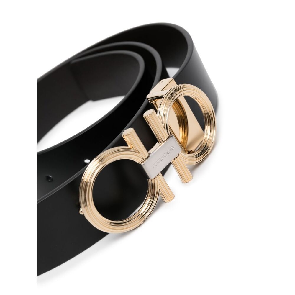 Ferragamo Logo Belt In Black
