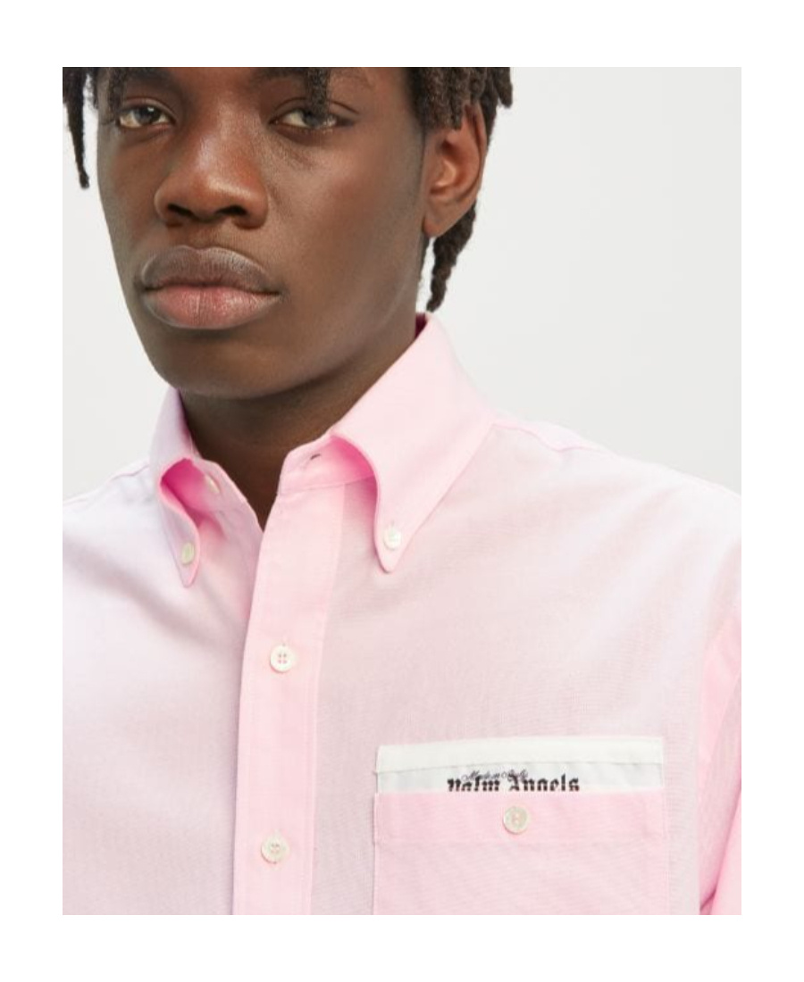 Palm Angels Logo-patch Cotton Shirt In Pink