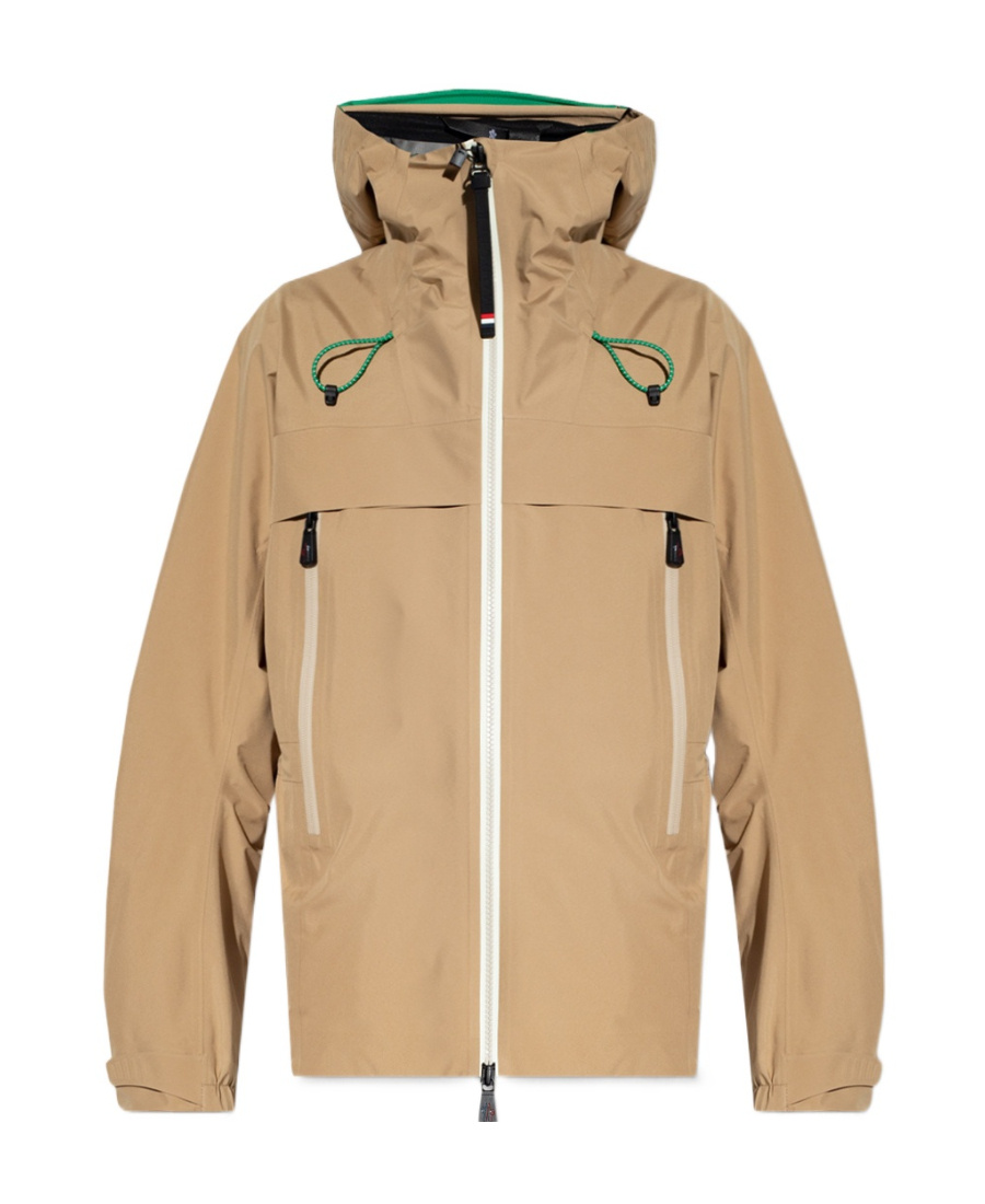 Moncler Single-breasted Hooded Coat In Brown