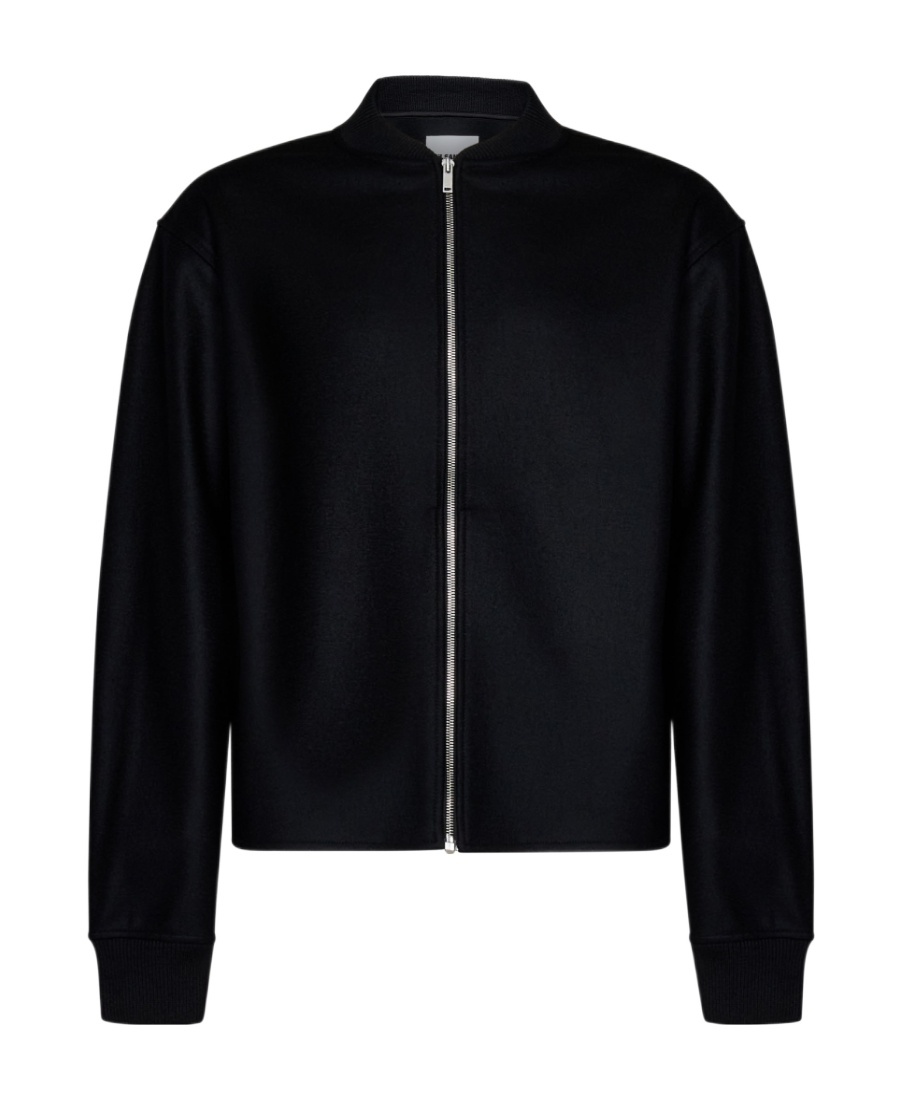 Jil Sander Band-collar Wool Bomber Jacket In Black