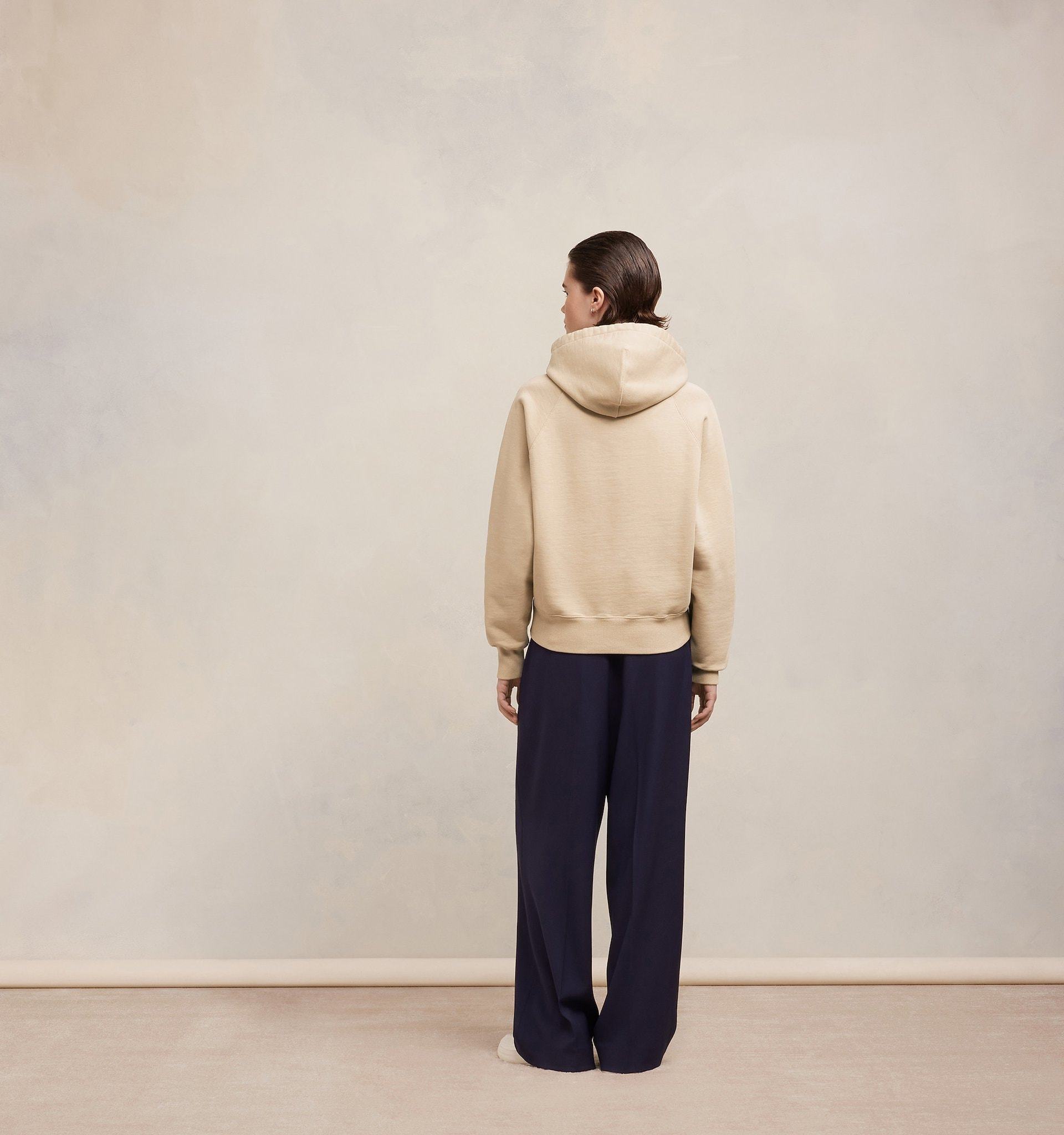 Ami Alexandre Mattiussi Ami Paris Logo Embroidered Drawstring Hoodie In Nude