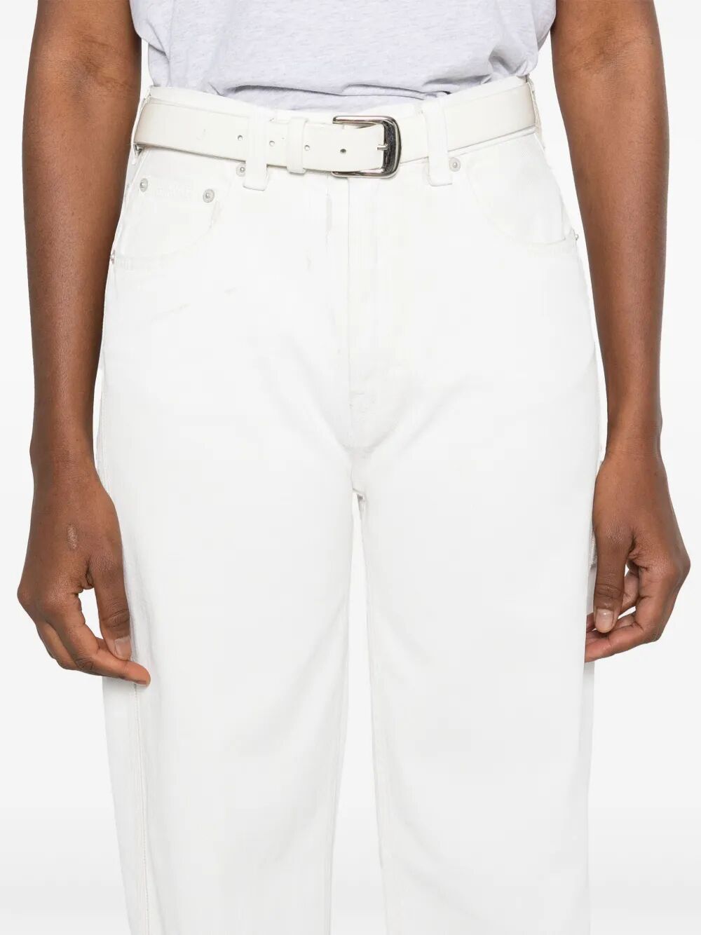 Haikure Denim Trousers With Belt Loops In White