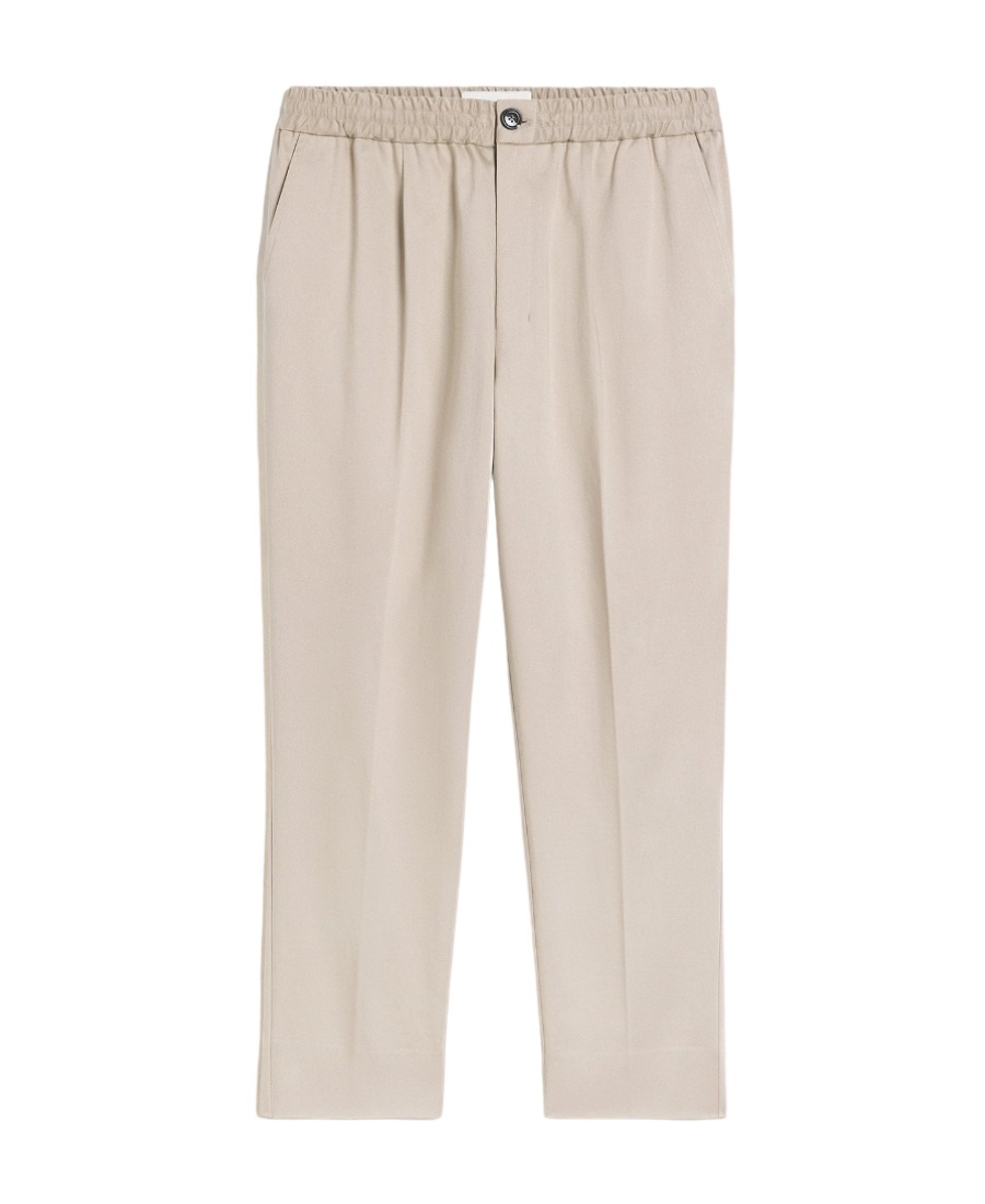 Shop Ami Alexandre Mattiussi Ami Elastic Waist Straight Leg Trousers In Nude