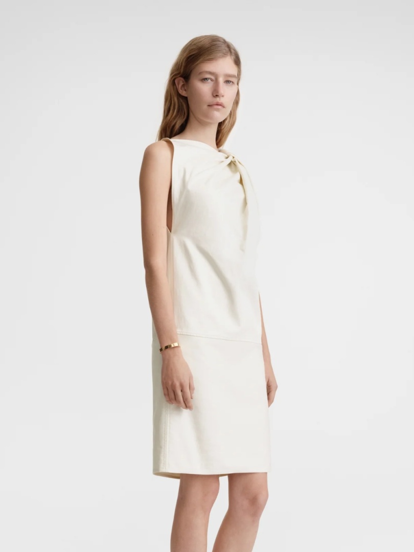 Totême Sleeveless Flared Midi Dress In White