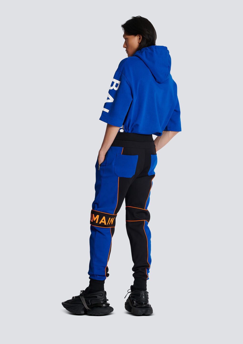 Shop Balmain Jogging Bottoms With  Logo Inserts In Black