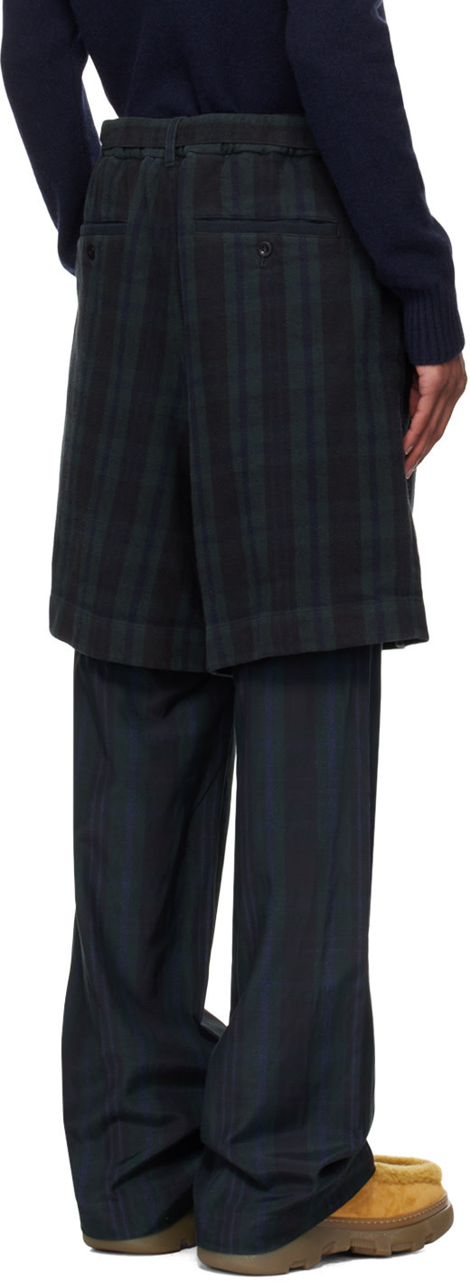 Sacai Belt-loop Plaid Trousers In Black