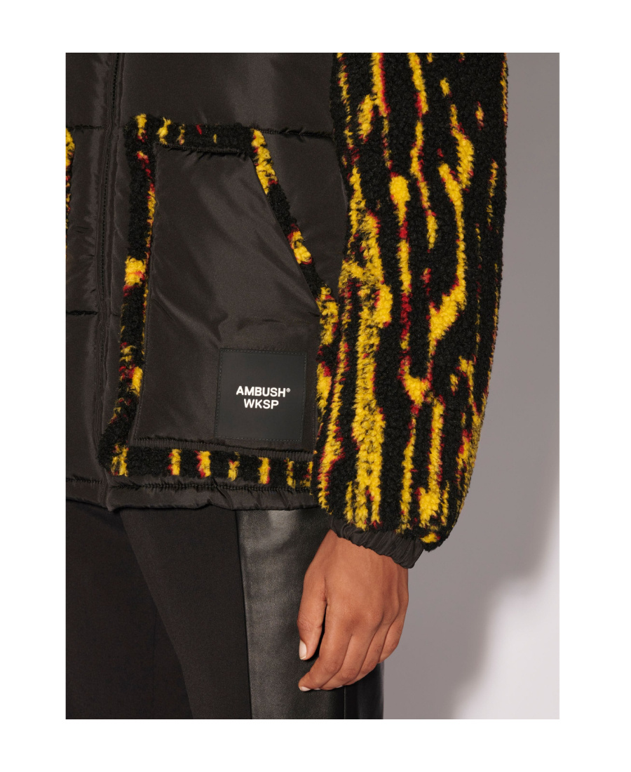 Ambush Multicolor Abstract-print Panelled Jacket In Black