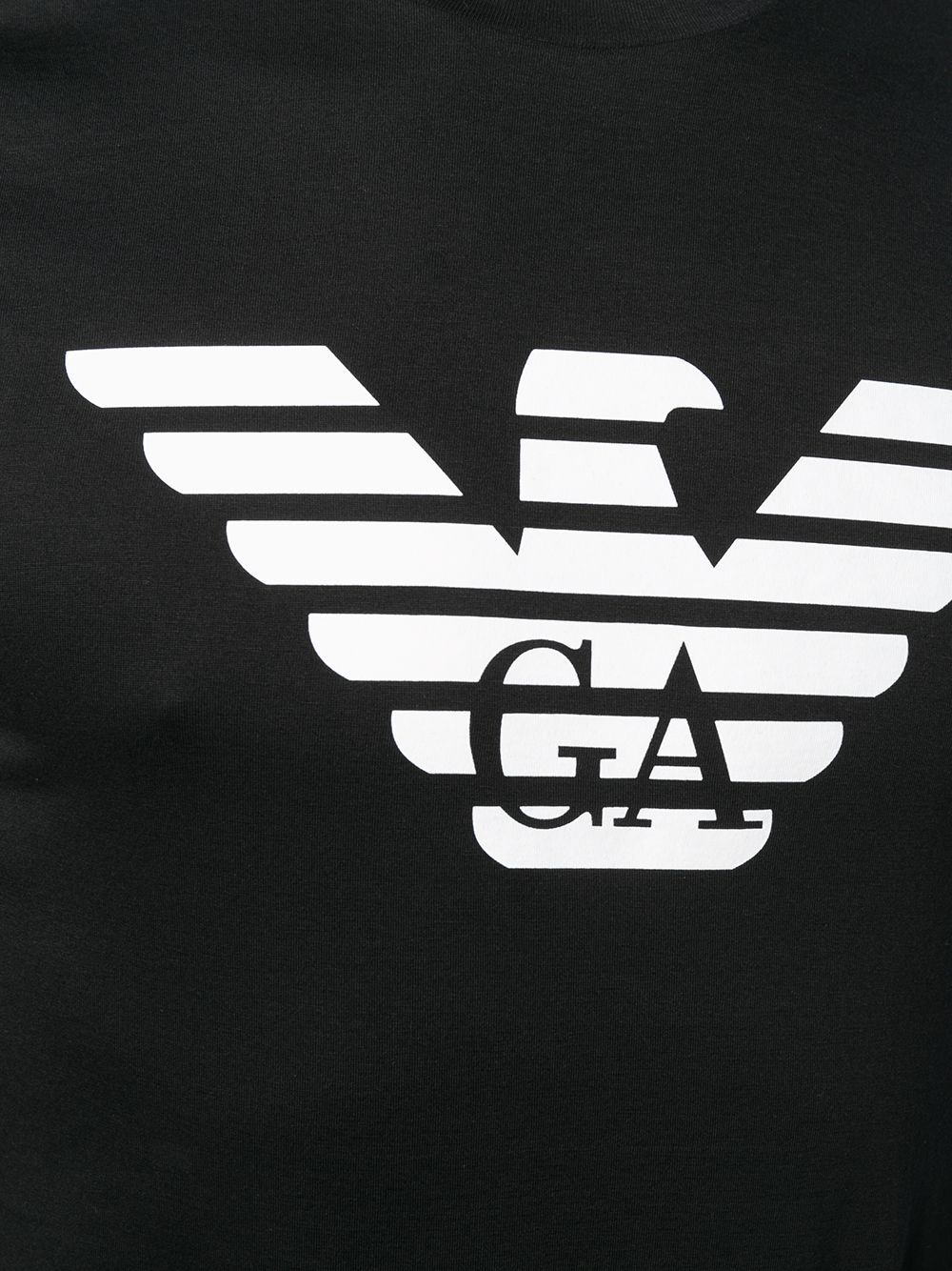 Emporio Armani Black Crewneck T-shirt With Logo Embroidery On The Front In Black