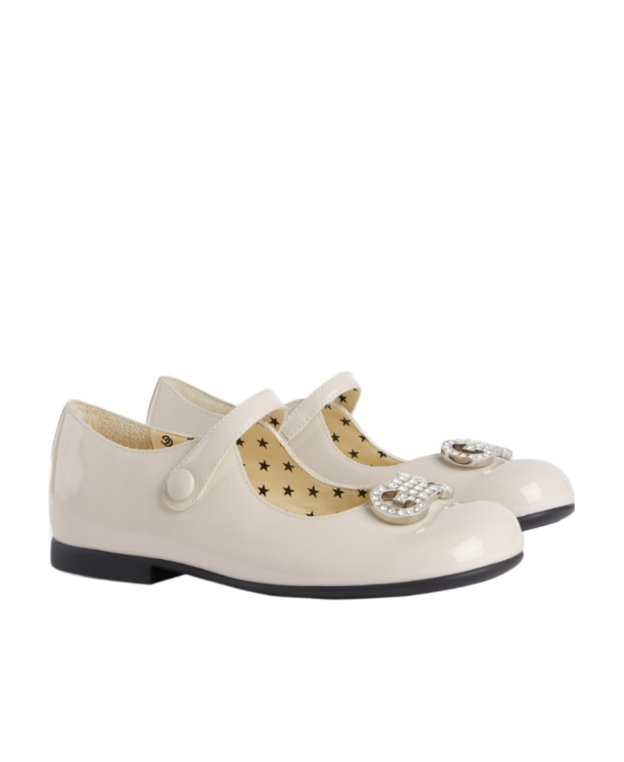 Gucci Logo-plaque Embellished Ballerina Shoes In White