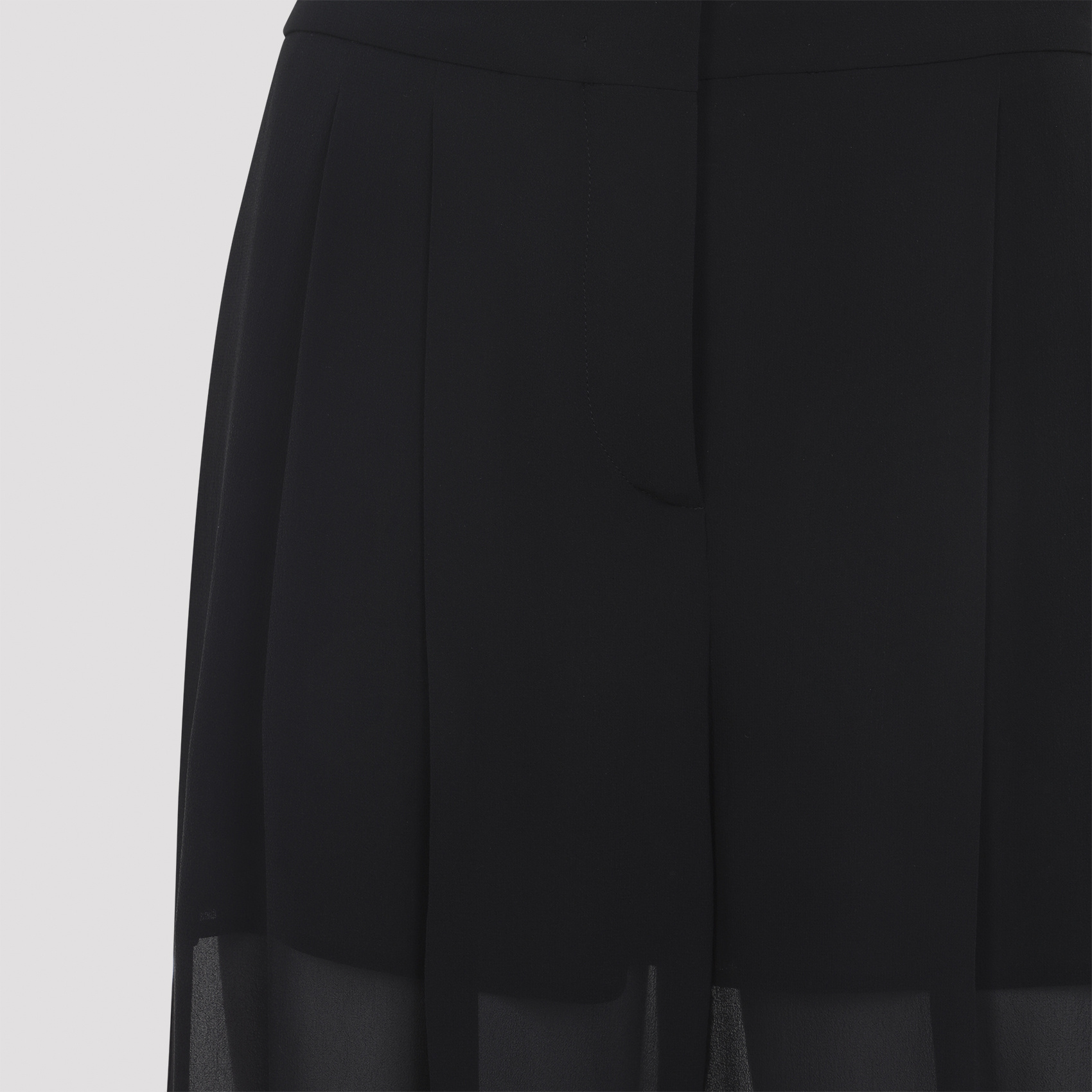 Alberta Ferretti High-waisted Silk Pants With Sheer Overlay In Black