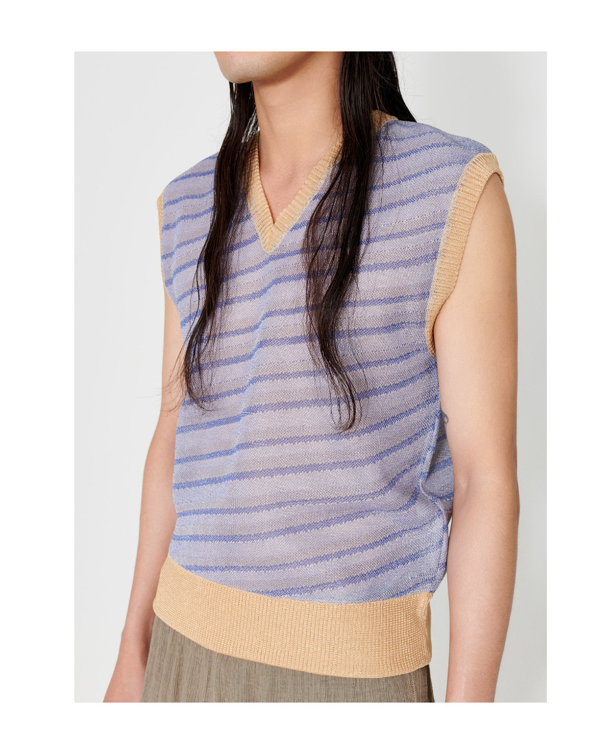 Our Legacy Static Stripes Knitted Vest In Gray