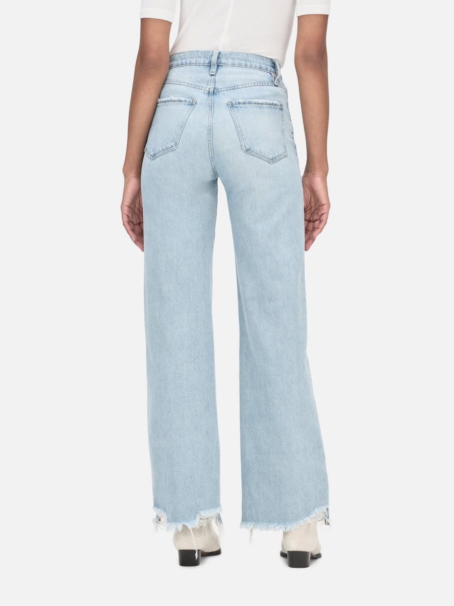 Frame Le Jane Raw-cut Hem Wide-leg Jeans In Gray