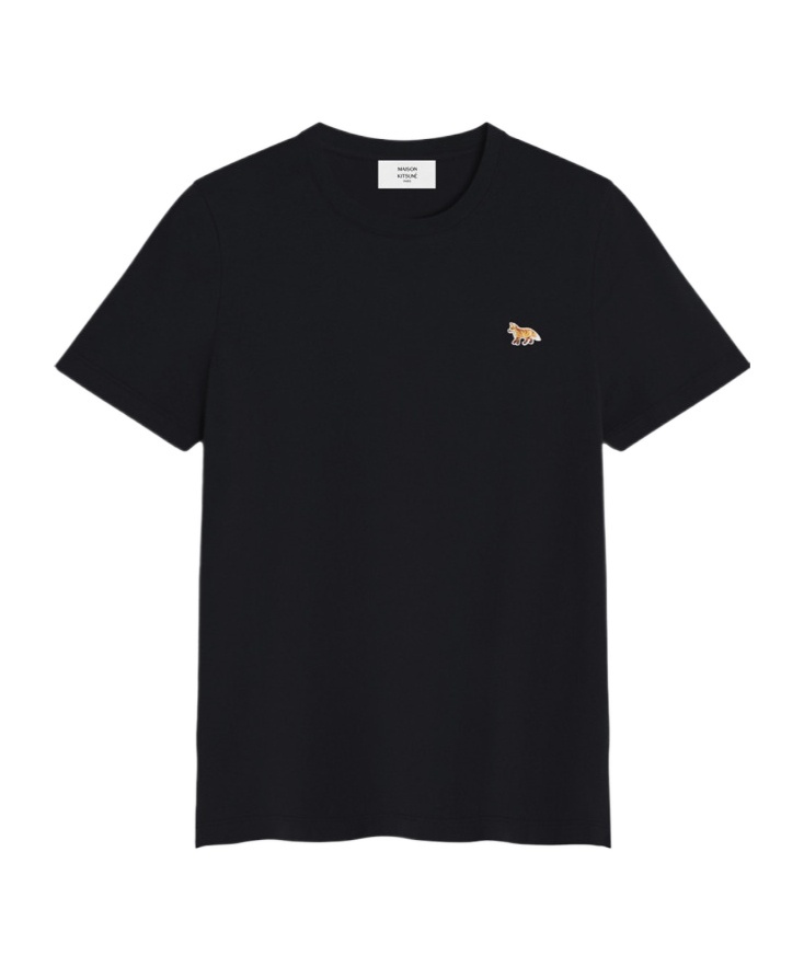 Maison Kitsuné Baby Fox-patch Polo Top In Black
