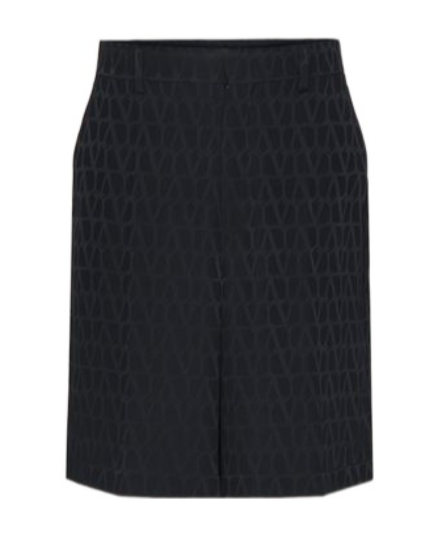 Valentino Bermuda Shorts In Silk With All-over Toile Iconographe Pattern In Black