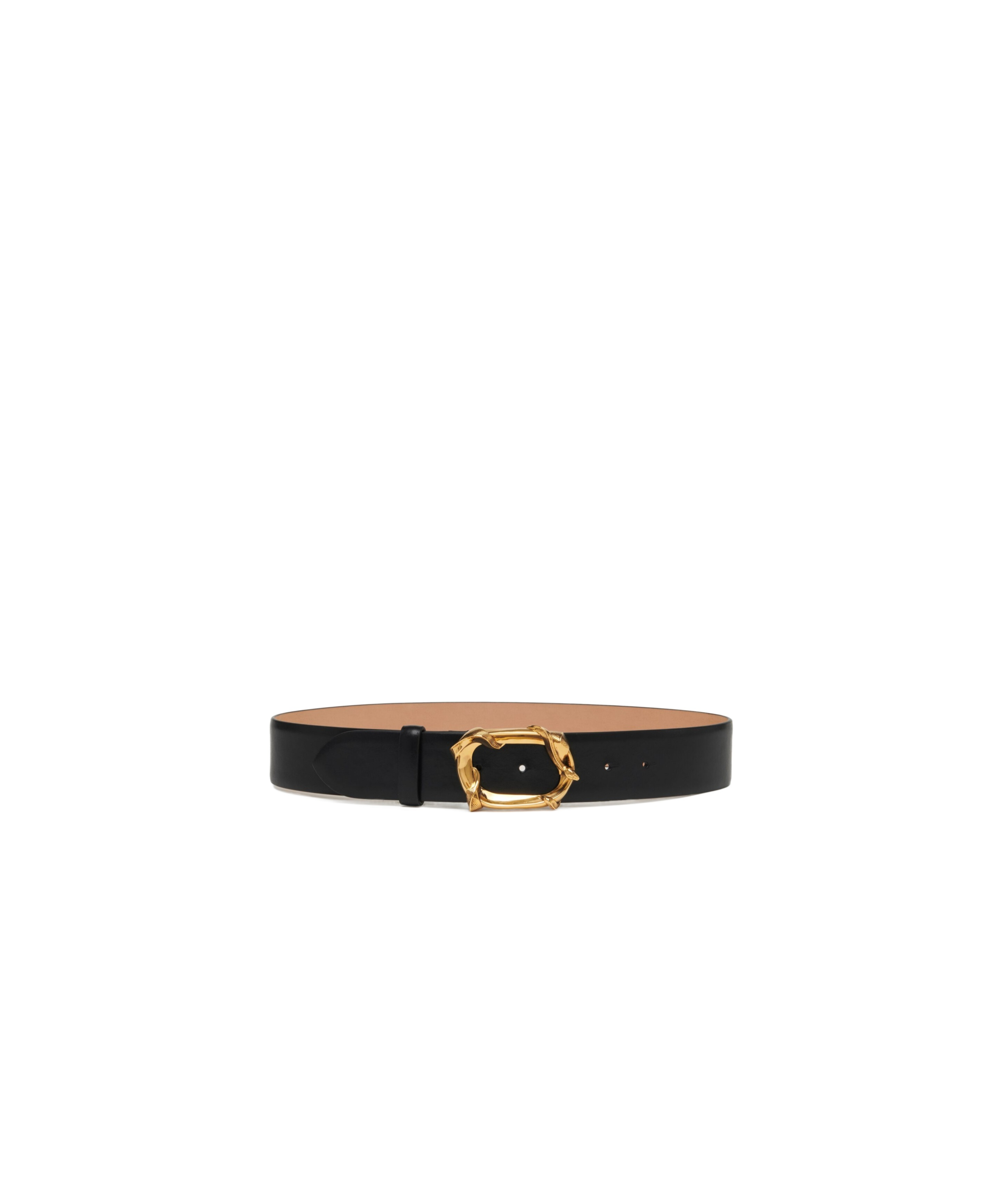 Alexander Mcqueen Black Wrapped Snake Buckle Belt In Black