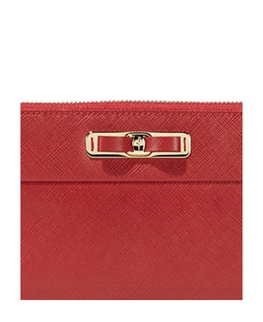 Ferragamo Logo Details Wallet In Red