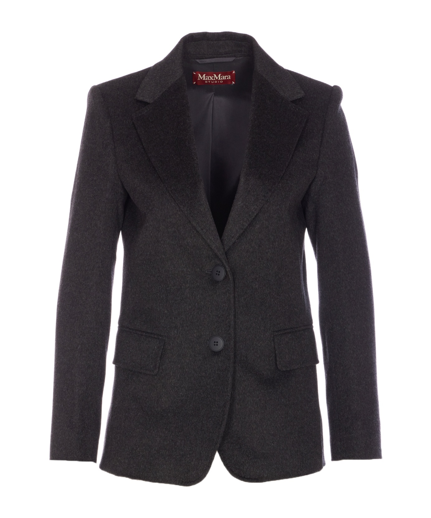 Max Mara Lapel Long-sleeved Suit Jacket In Black