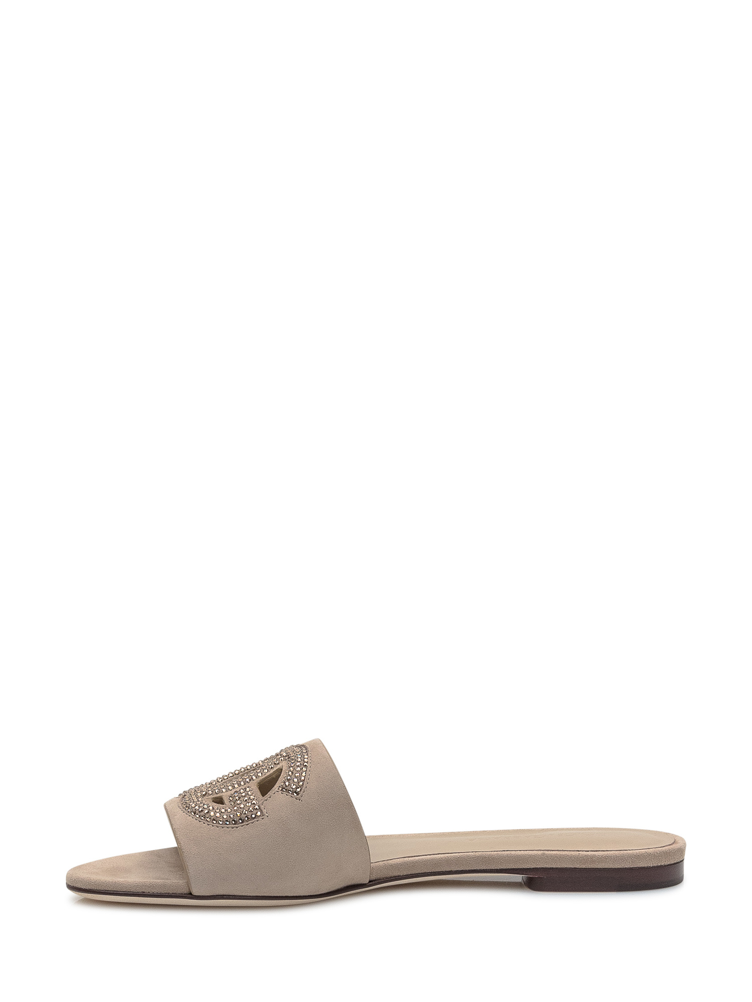 Dolce & Gabbana Slippers Suede Strap Embellished In Brown