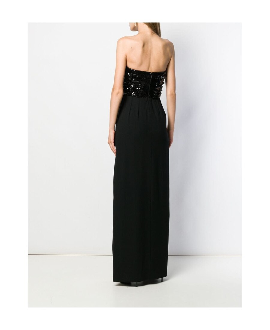 Saint Laurent Sequin-embellished Evening Gown In Black