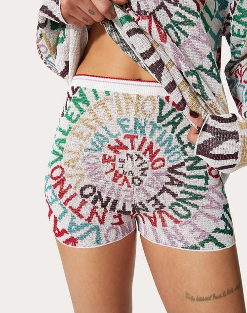 Valentino Gold And Silver Jacquard  Loop Shorts In Pink
