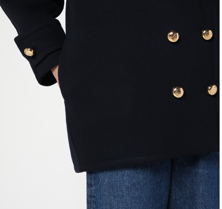 Loewe Double-breasted Wool Peacoat With Notched Collar In Black