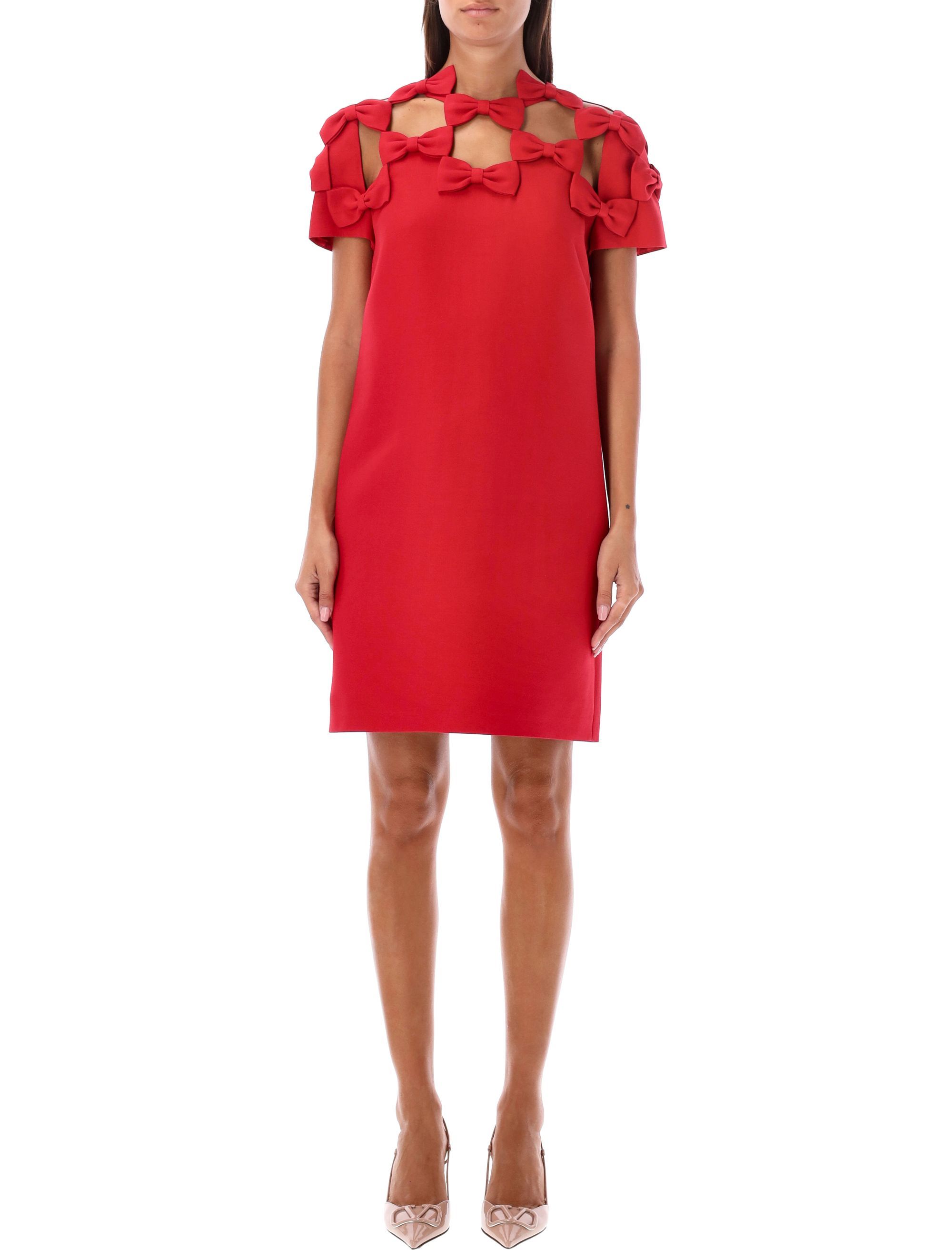 Valentino Bow Cut-out Minidress In Red