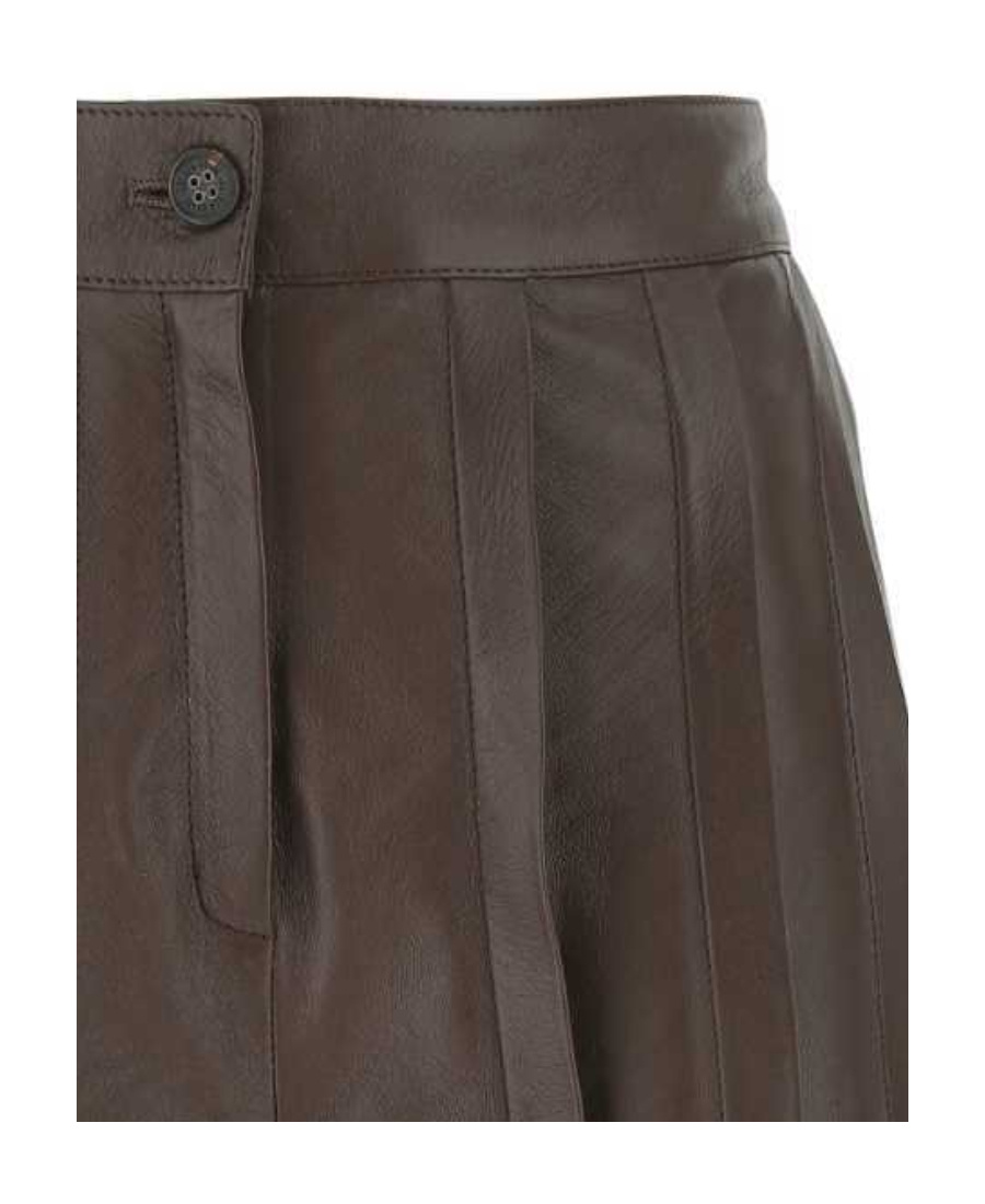 Golden Goose Brown Leather Bermuda Shorts In Black