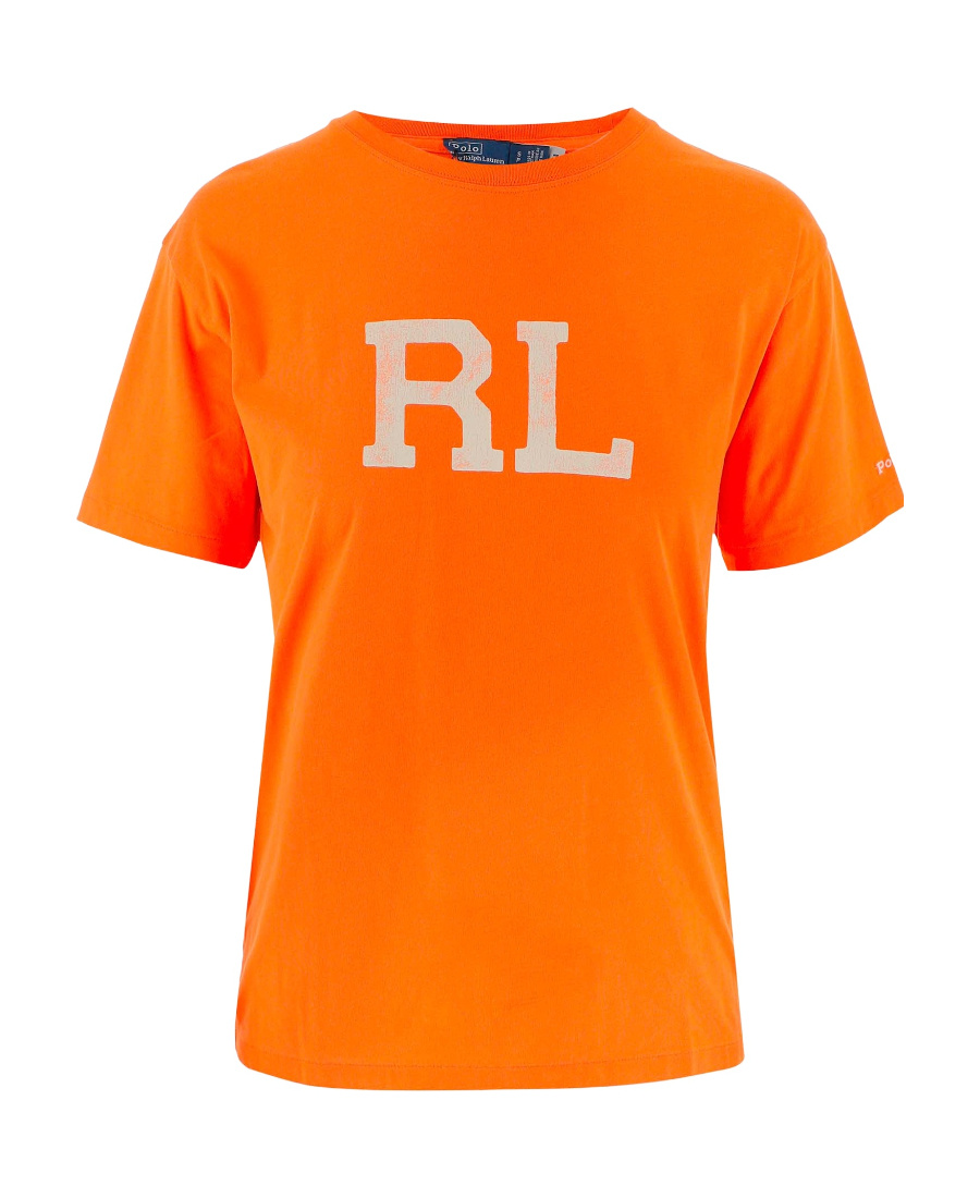 Polo Ralph Lauren Logo Printed Crewneck T In Orange