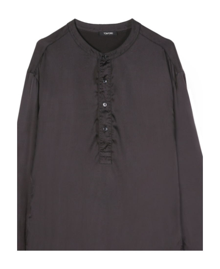 Tom Ford Silk-blend Pajama Shirt In Black