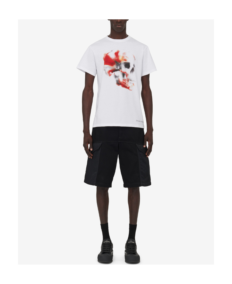 Alexander Mcqueen Obscured Skull Crewneck T-shirt In White
