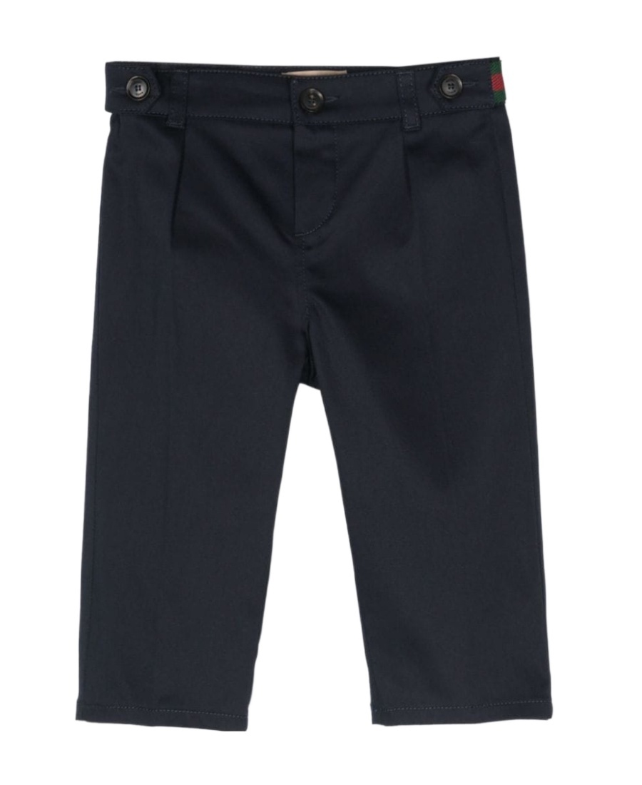 Gucci Web-embellished Cotton Trousers In Black